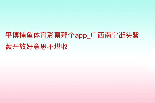 平博捕鱼体育彩票那个app_广西南宁街头紫薇开放好意思不堪收