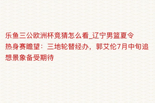 乐鱼三公欧洲杯竞猜怎么看_辽宁男篮夏令热身赛瞻望：三地轮替经办，郭艾伦7月中旬追想景象备受期待