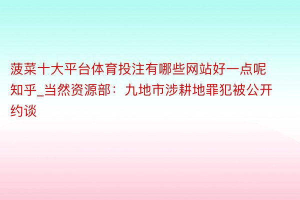 菠菜十大平台体育投注有哪些网站好一点呢知乎_当然资源部：九地市涉耕地罪犯被公开约谈